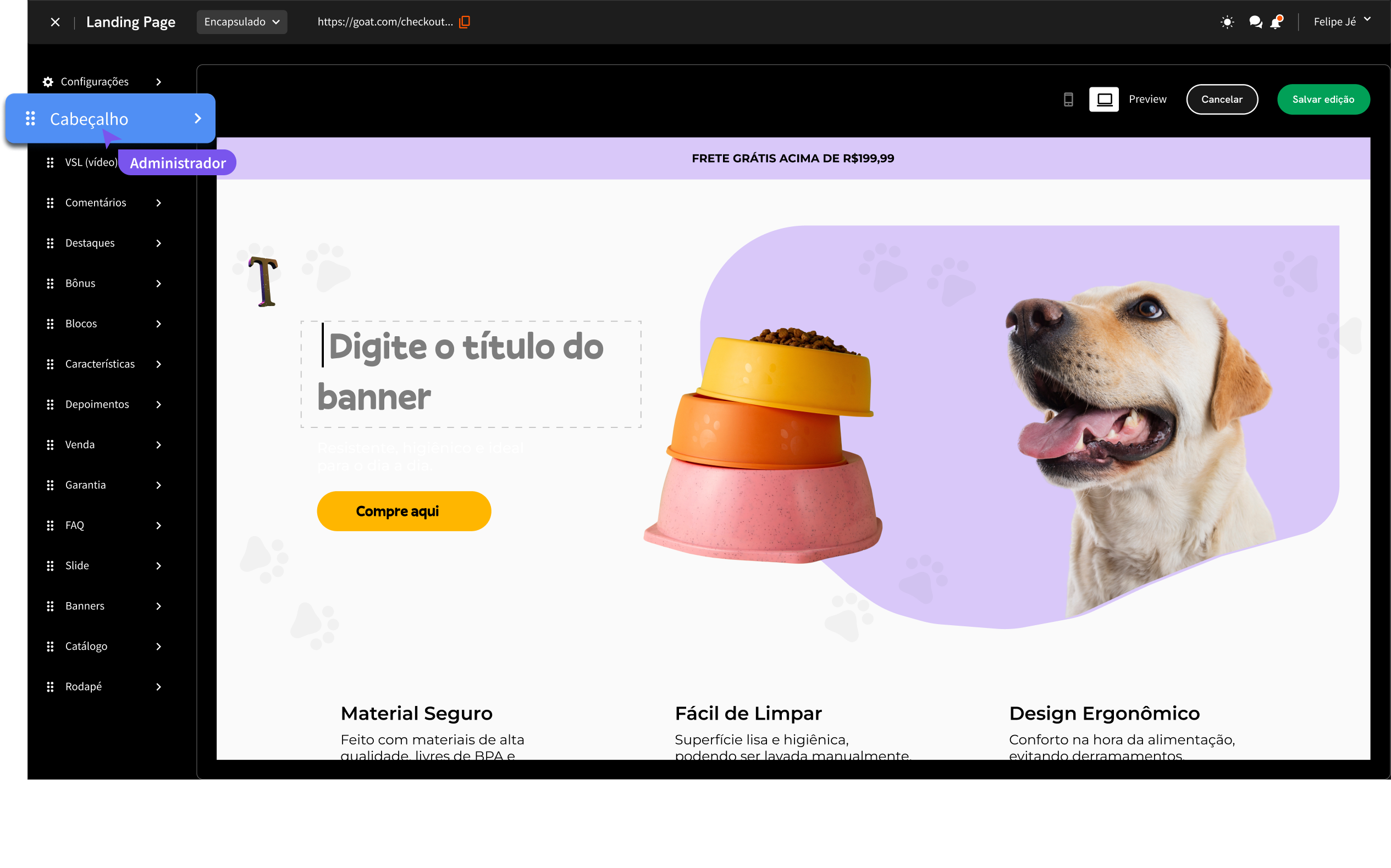 screen landing page